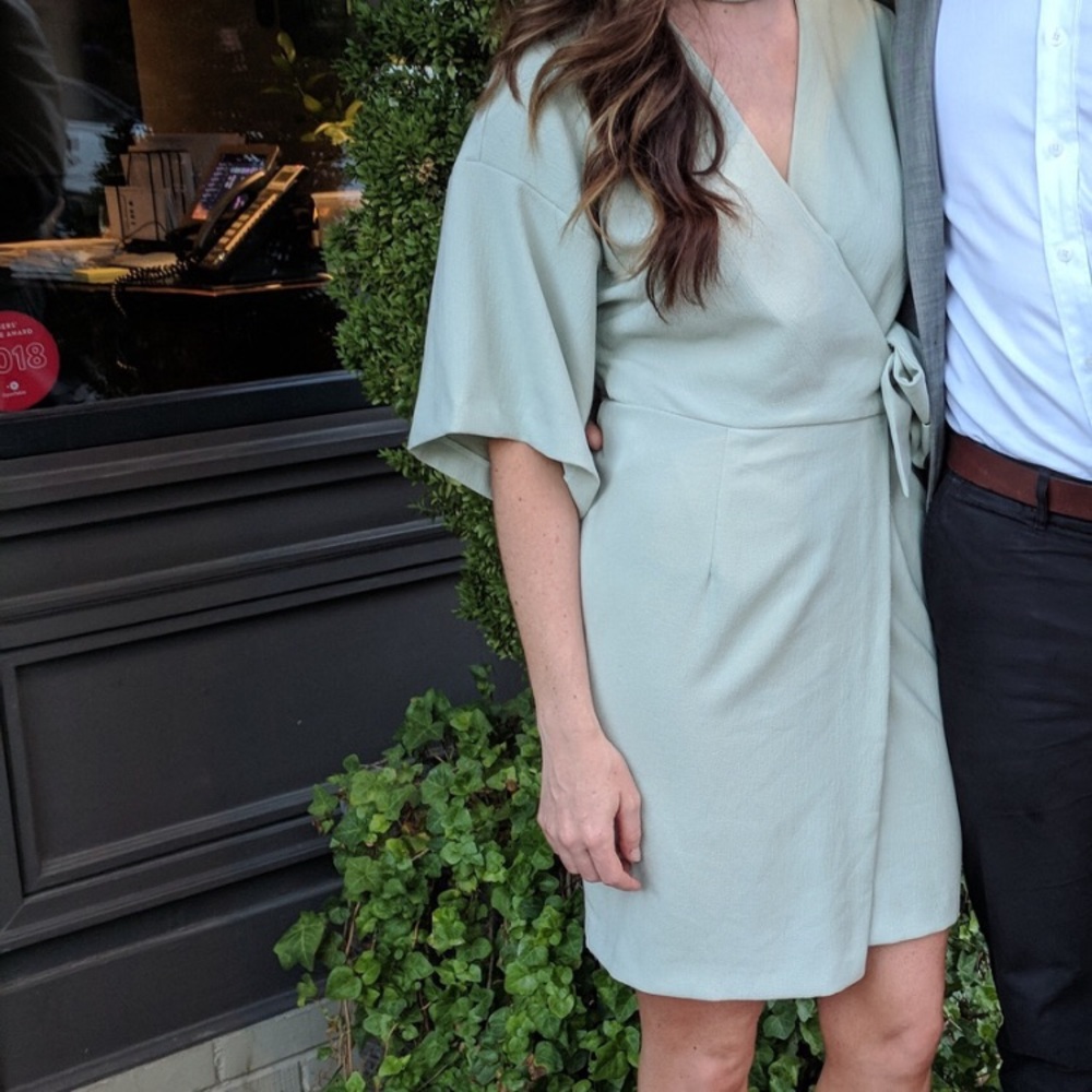 ASOS Mint Green Wrap Dress with Neck Detail